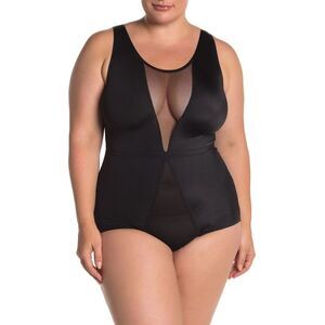 Secret Lace Black Novelty Mesh Shapewear Bodysuit